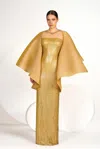 GATTI NOLLI BY MARWAN GATTI NOLLI BY MARWAN FULLY BEADED COLUMN GOWN WITH CAPE