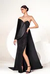 GATTI NOLLI BY MARWAN GATTI NOLLI BY MARWAN FULLY BEADED GOWN WITH ASYMMETRIC CAPE