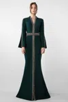 Gatti Nolli By Marwan Long Sleeved Embroidered Gown