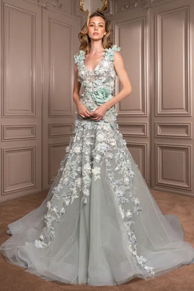 Gatti Nolli By Marwan Sleeveless All-over Floral Gown In Multi