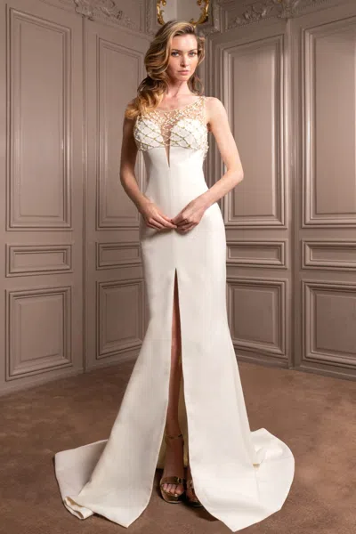 Gatti Nolli By Marwan Sleeveless Gown With Mesh Detail In Multi