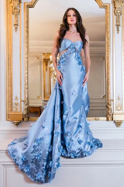 Gatti Nolli By Marwan Strapless Floral Gown In Multi