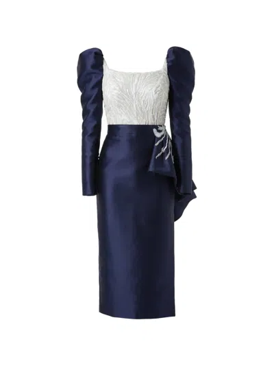 Gattinolli By Marwan Beaded Midi Dress In Blue