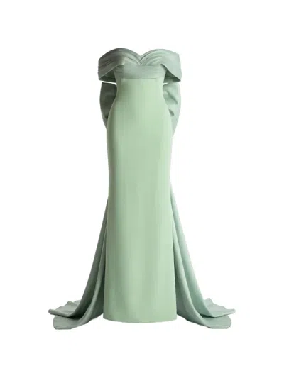 Gattinolli By Marwan Off-shoulder Gown Dress In Green