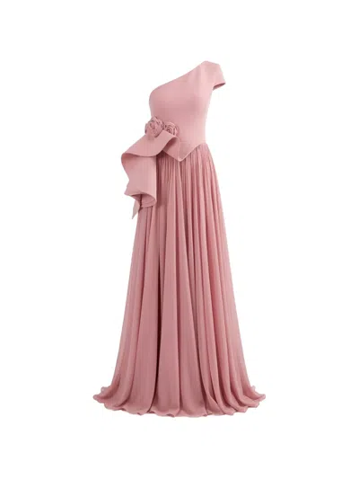 Gattinolli By Marwan One-shoulder Gown Dress In Pink
