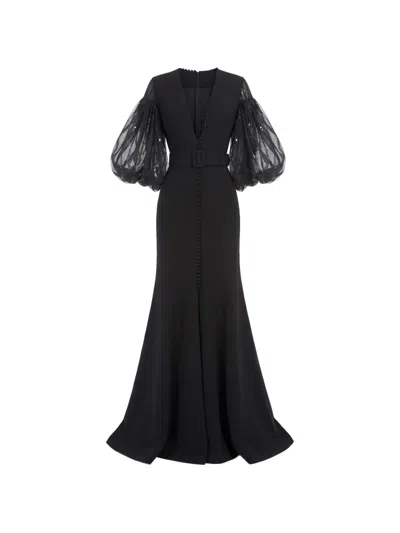 Gattinolli By Marwan Sequin-embellished Gown Dress In Black