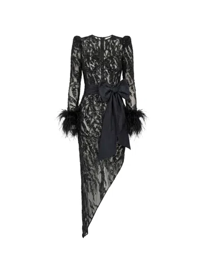 Gattinolli By Marwan Sequin-embroidered Midi Dress In Black