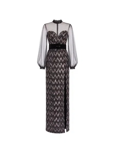 Gattinolli By Marwan Sequinned Gown Dress In Black