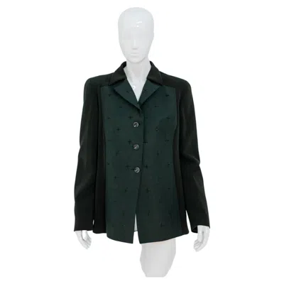 Pre-owned Gattinoni Vintage Elegant Dark Green Wool Shirt