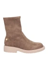 Gattinoni Woman Ankle Boots Khaki Size 11 Textile Fibers In Beige