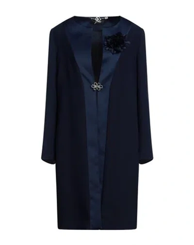 Gattinoni Woman Overcoat & Trench Coat Midnight Blue Size 8 Polyester In Gold
