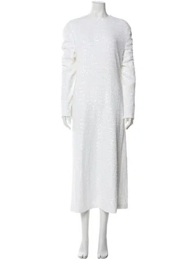 Pre-owned Gauchère Crew Neck Long Dress In White