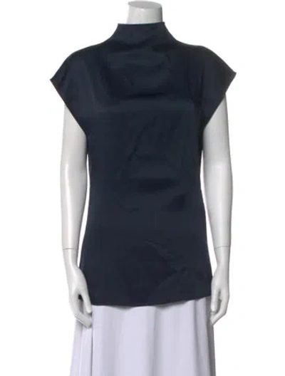 Pre-owned Gauchère Mock Neck Short Sleeve Top In Blue