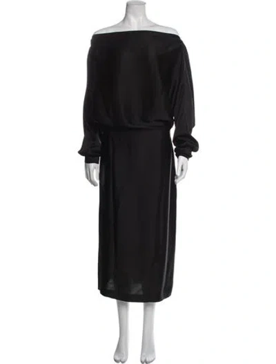 Pre-owned Gauchère Off-the-shoulder Long Dress In Black