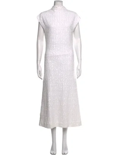 Pre-owned Gauchère Patterned Long Dress In White
