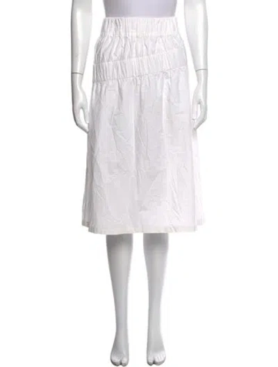 Pre-owned Gauchère Pleated Accents Midi Length Skirt In White