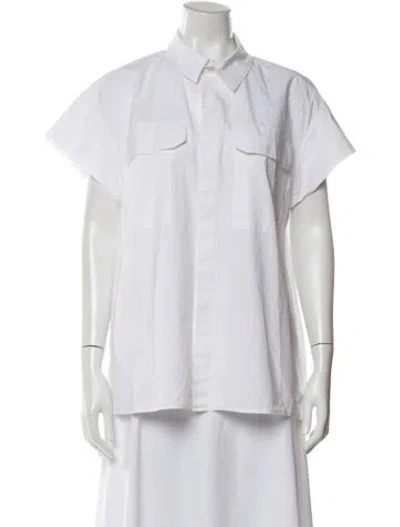 Pre-owned Gauchère Short Sleeve Button-up Top In White