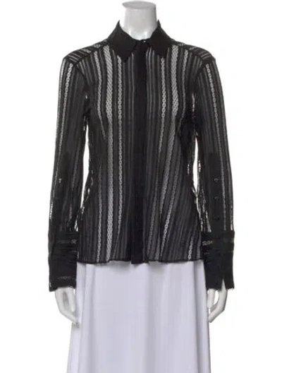 Pre-owned Gauchère Striped Long Sleeve Blouse In Black