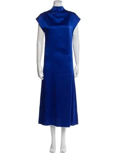 Pre-owned Gauchère Turtleneck Long Dress In Blue