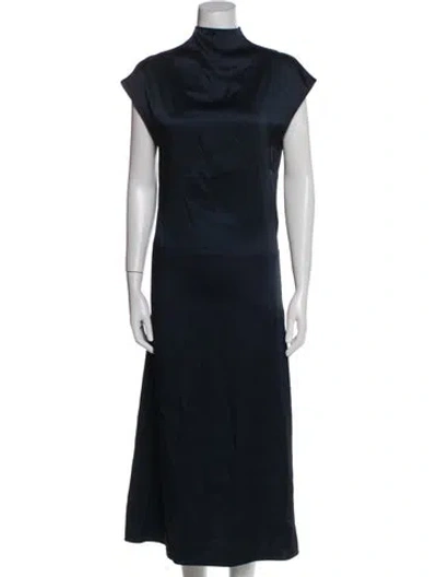 Pre-owned Gauchère Turtleneck Long Dress In Blue