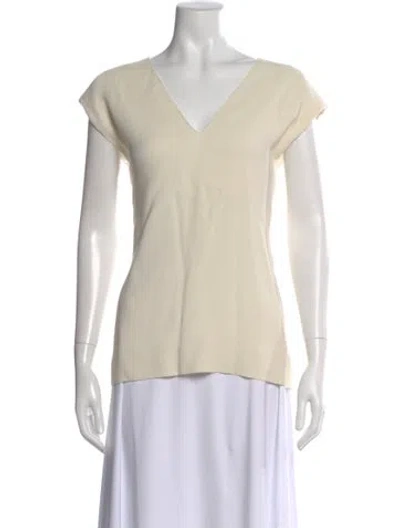 Pre-owned Gauchère V-neck Short Sleeve Top W/ Tags In Neutral