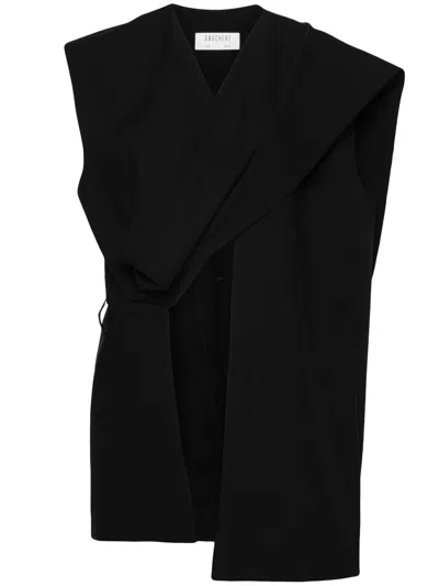 Gauchère Wool Belted Vest In Black