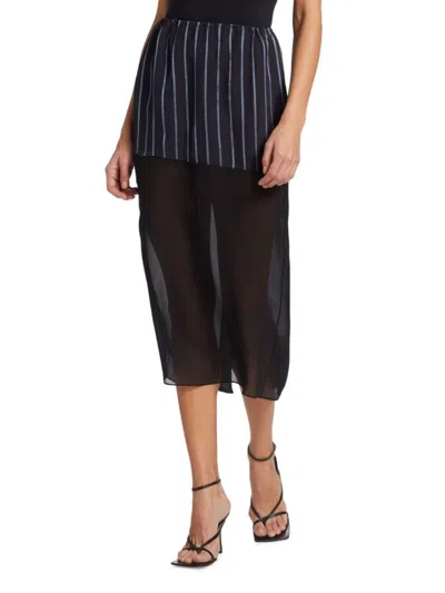 GAUCHÈRE WOMEN'S STRIPED & SHEER MIDI-SKIRT