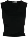 Gauchère Asymmetric Cutout Crop Top In Black