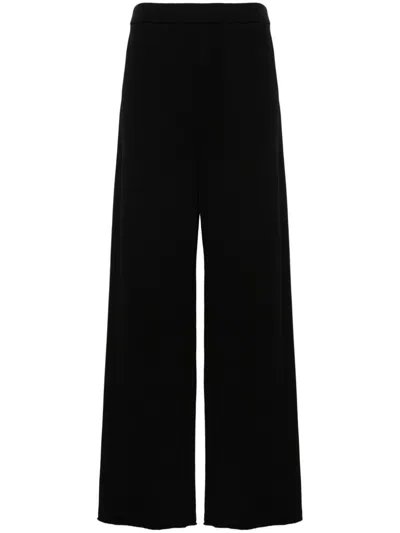 Gauchère Mid Rise Satin Wide Pants In Black