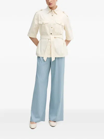 Gaudì Belted Cotton Shirt In Neutral