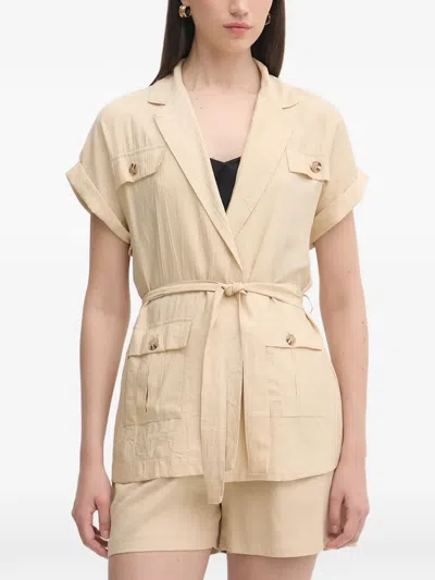 Gaudì Belted Crinkled-effect Shirt In Neutral