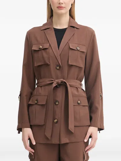 Gaudì Belted Multi-pocket Jacket In Brown