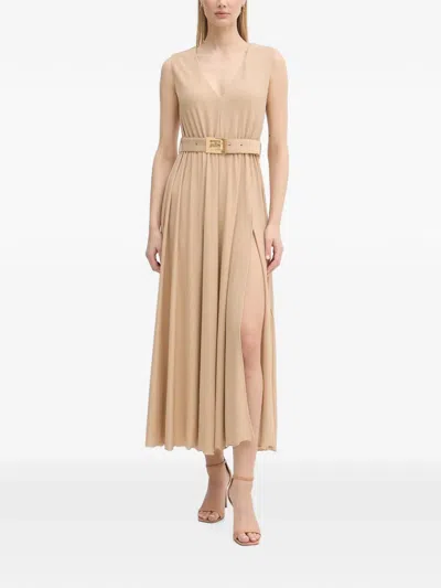 Gaudì Belted Sleeveless Maxi Dress In Neutral