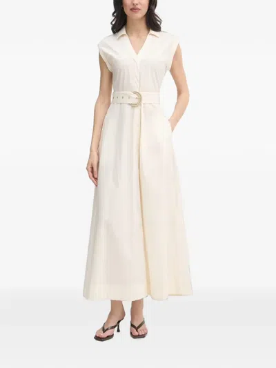 Gaudì Belted Sleeveless Midi Dress In White