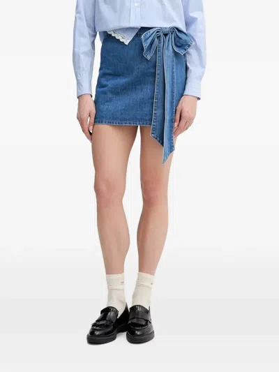 Gaudì Bow-detail Denim Mini Skirt In Blue