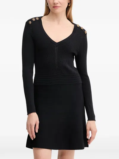 Gaudì Button-embellished V-neck Mini Dress In Black