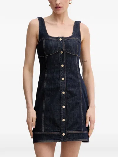 Gaudì Button-down Sleeveless Denim Mini Dress In Blue