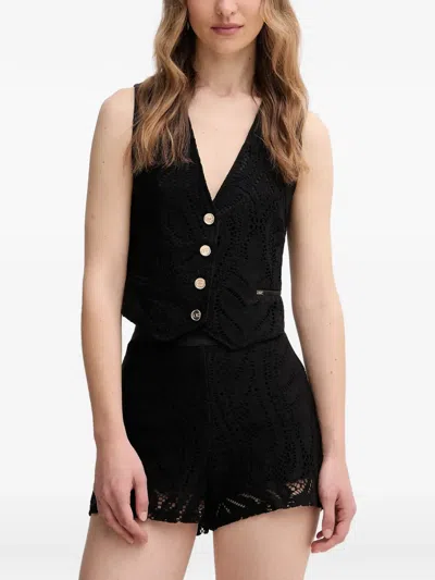 Gaudì Buttoned V-neck Vest In Black