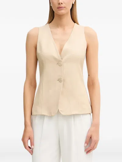 Gaudì Button-fastening Sleeveless V-neck Top In Neutral