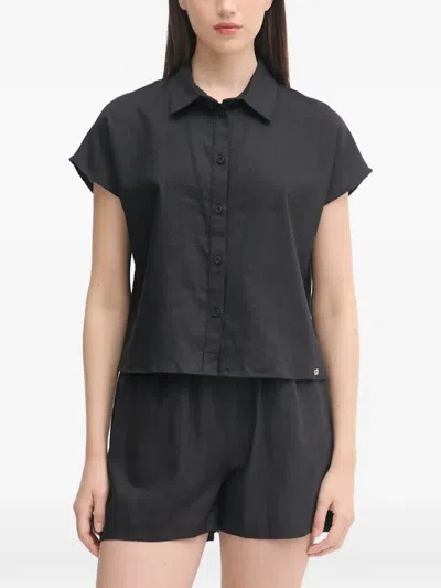 Gaudì Button-up Short-sleeve Shirt In Black