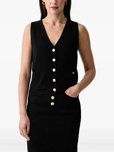 Gaudì Button-up V-neck Vest In Black