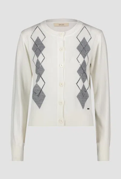 Gaudì Cardigan Round Neck For Ivory Woman In Neutral