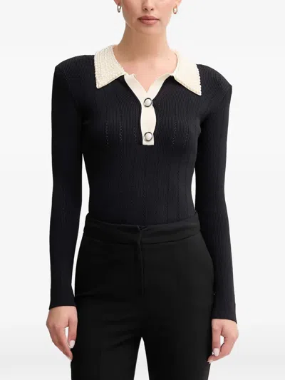 Gaudì Collar-embellished Polo Top In Black