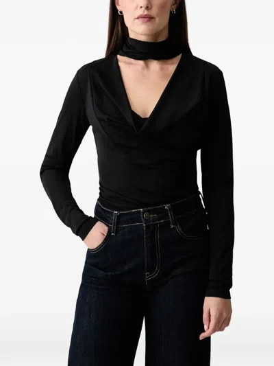 Gaudì Cowl-neck Long-sleeve Top In Black