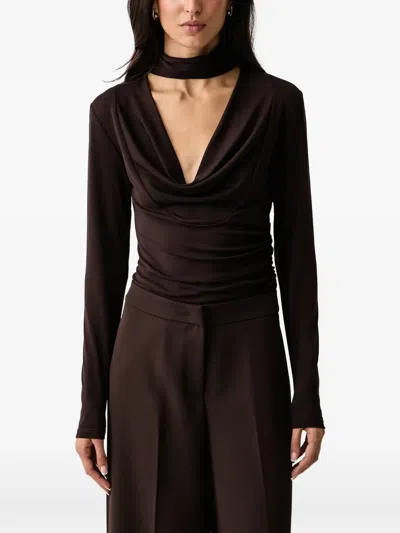 Gaudì Cowl-neck Long-sleeve Top In Brown