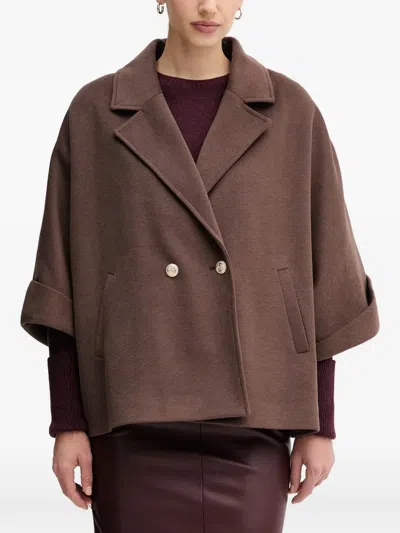 Gaudì Double-breasted Coat In Brown