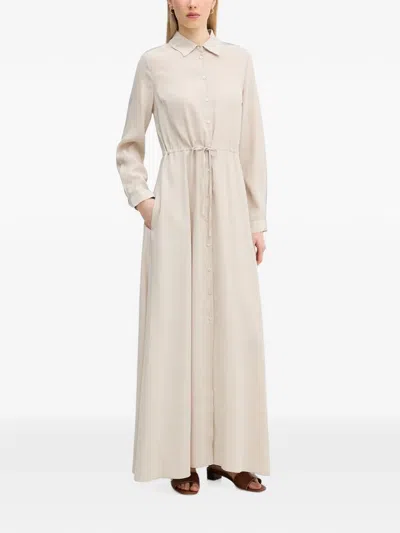 Gaudì Drawstring-waist Button-up Maxi Dress In Animal Print