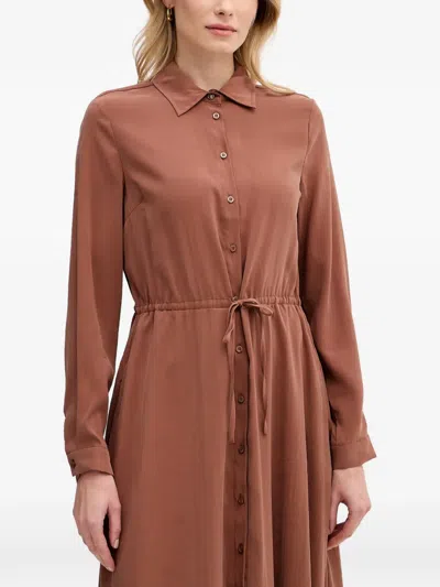 Gaudì Drawstring-waist Long-sleeve Maxi Dress In Brown