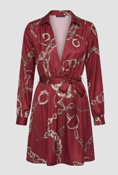 Gaudì Dress With Prints Woman Red In Burgundy