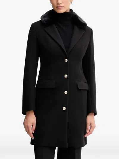 Gaudì Faux Fur Single-breasted Coat In Black